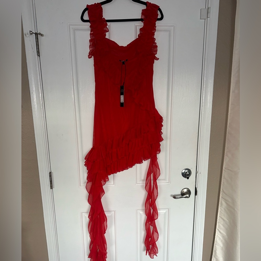 Fashion Nova Vibrant Red Ruffled Mini Dress